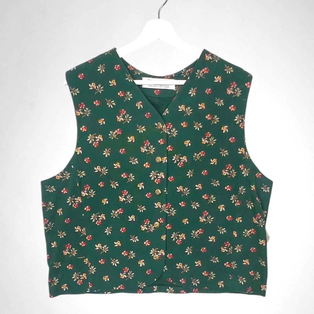 NWT Vintage KAREN SCOTT Green Corduroy Vest XL - Picture 2 of 10
